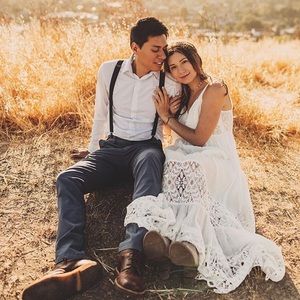 Free people flowy white maxi dress